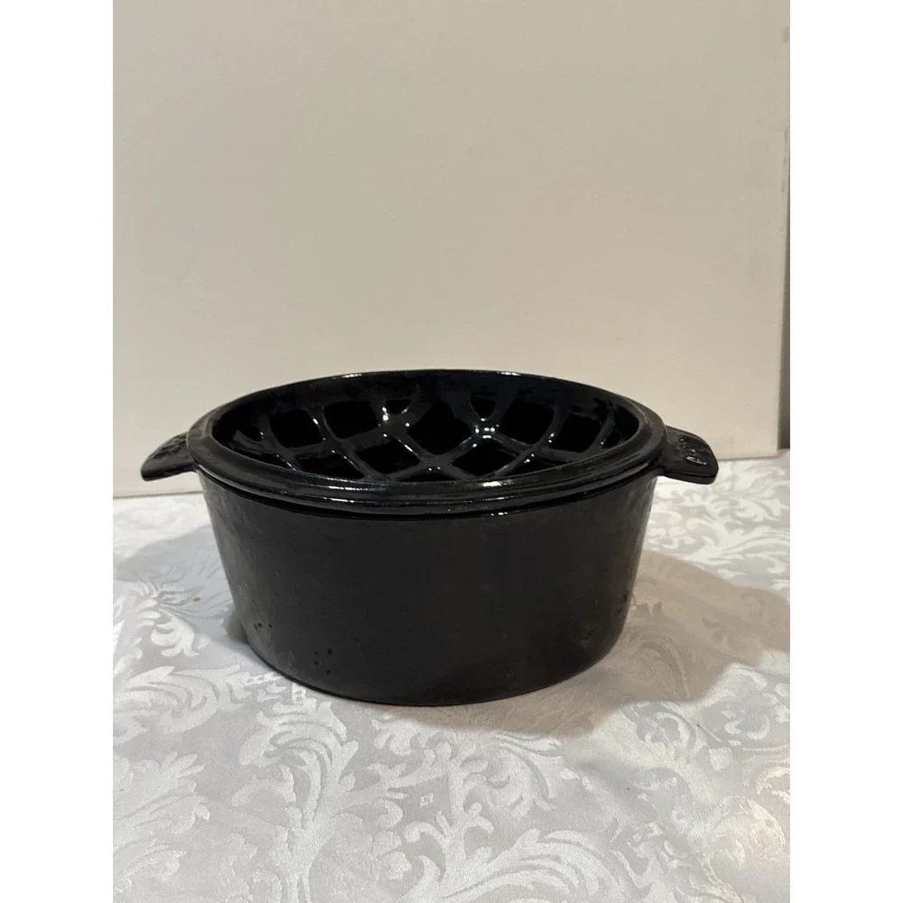 Cast Iron Lattice Wood‎ Stove Steamer Diffuser Potpourri Black Decor RARE 10x7x5